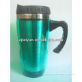 16oz blue double wall bpa free travel coffee mug with handle
